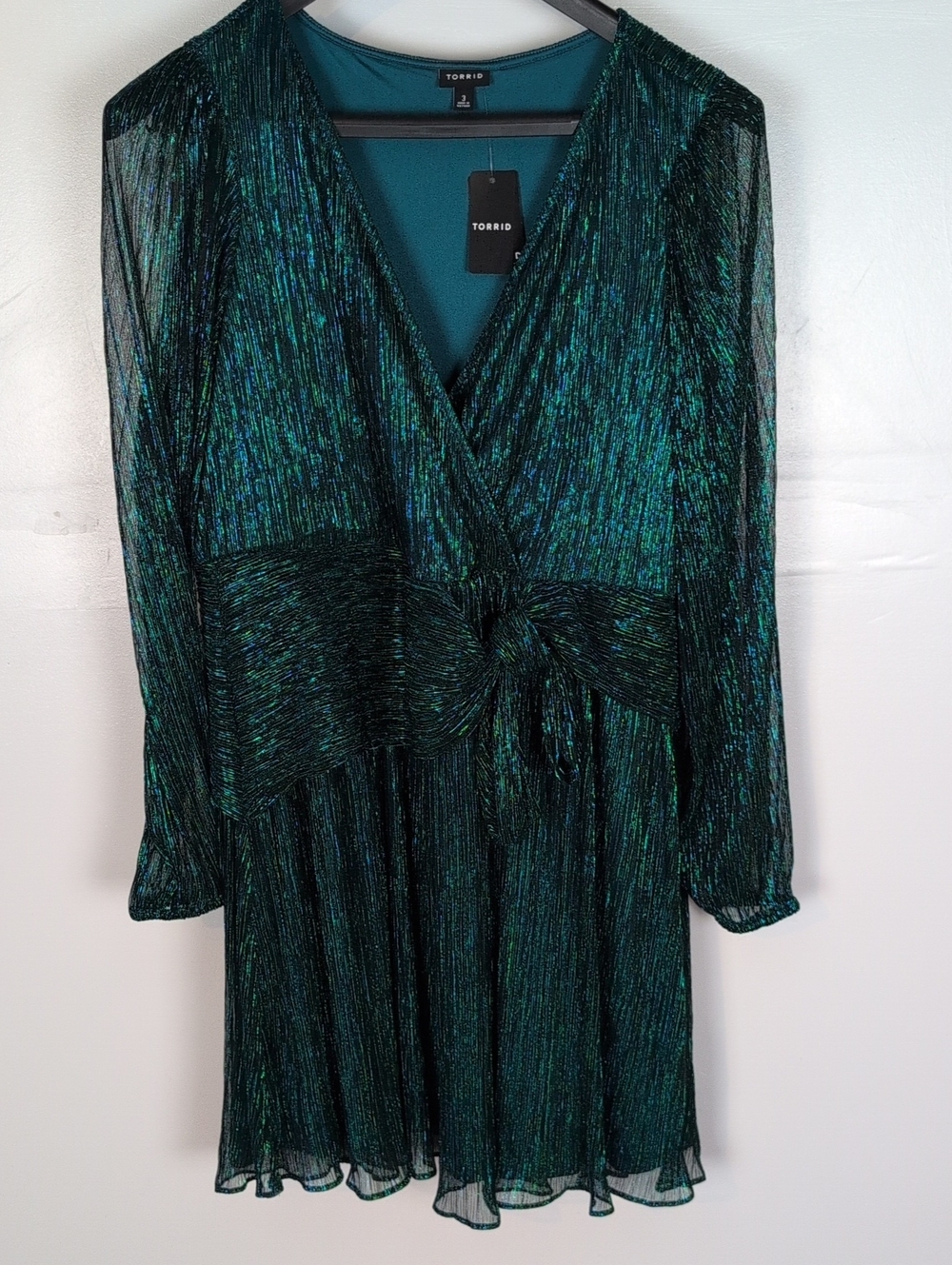 Torrid NWT Mini Long Sleeve Glitter Plisse Dress